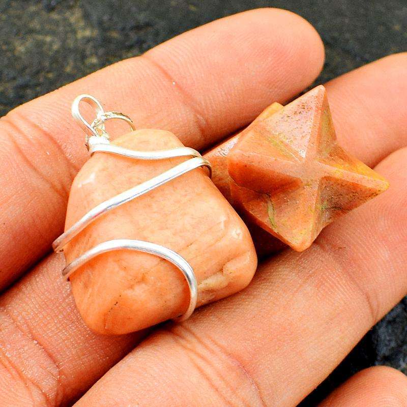 gemsmore:Amazing Natural Agate Merkaba &  Pendant