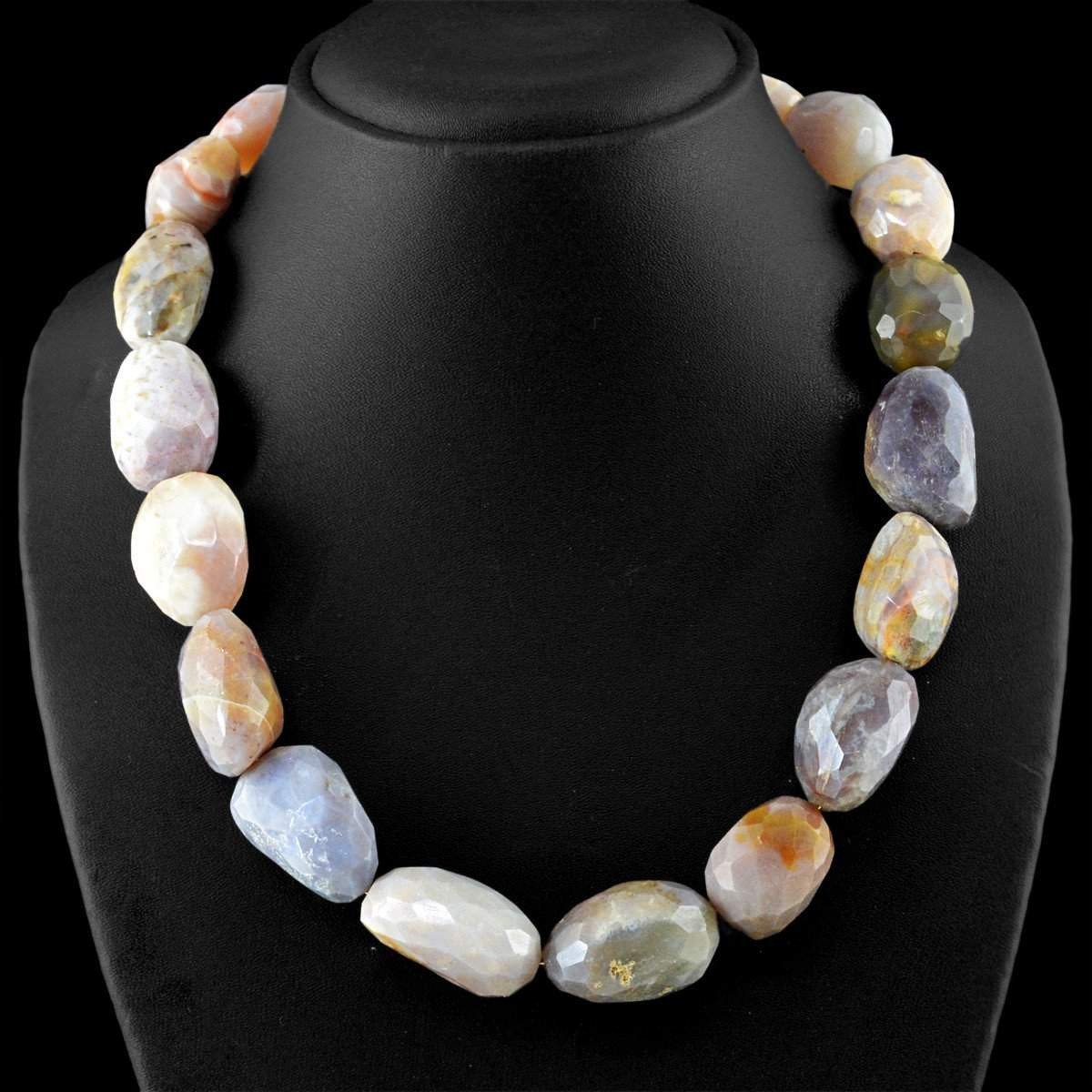 gemsmore:Amazing Natural Agate Necklace Faceted Beads