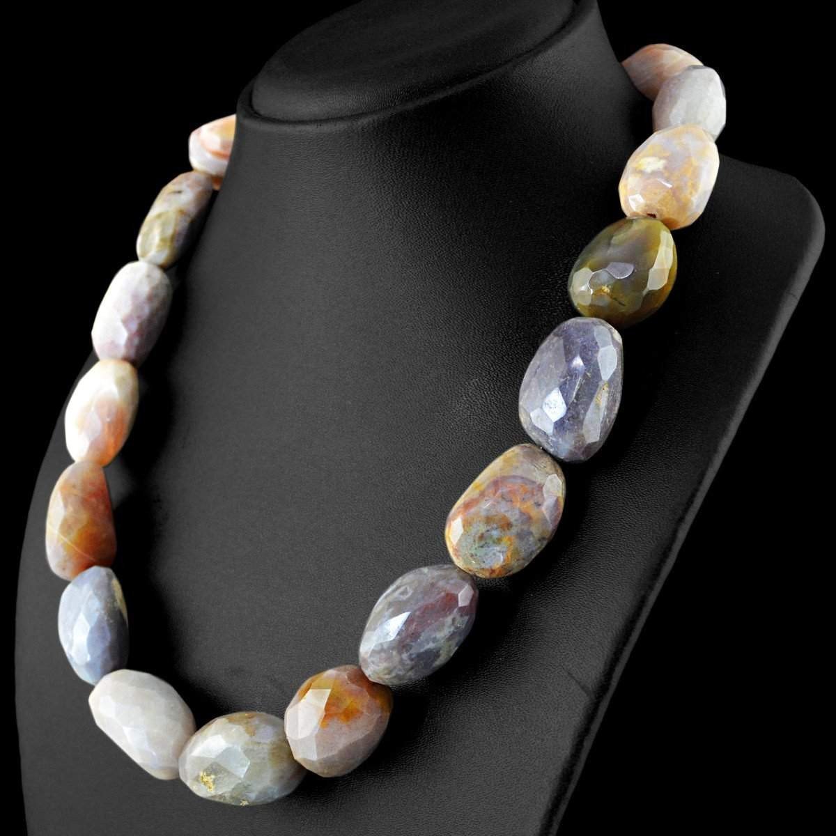 gemsmore:Amazing Natural Agate Necklace Faceted Beads