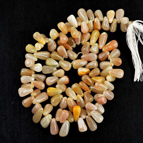 gemsmore:Amazing Natural Agate Pear Shape Drilled Beads Strand