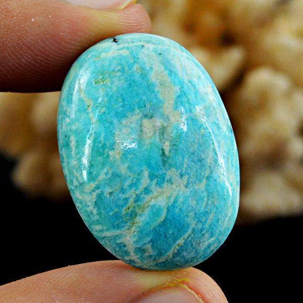 gemsmore:Amazing Natural Amazonite Oval Shape Untreated Loose Gemstone