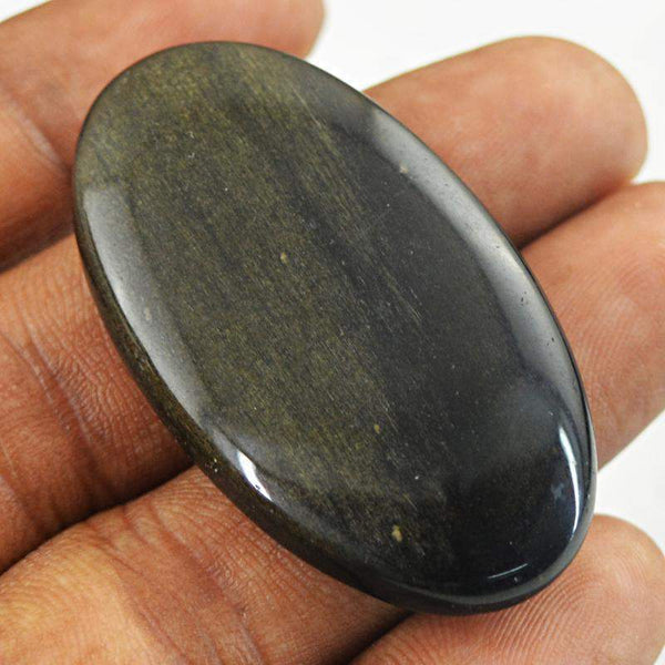 gemsmore:Amazing Natural Black Obsidian Oval Shape Genuine Gemstone