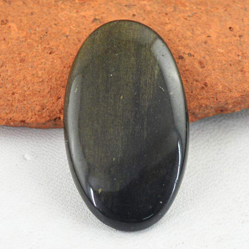 gemsmore:Amazing Natural Black Obsidian Oval Shape Genuine Gemstone