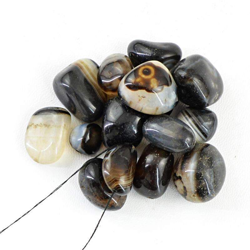 gemsmore:Amazing Natural Black Onyx Drilled Beads Lot