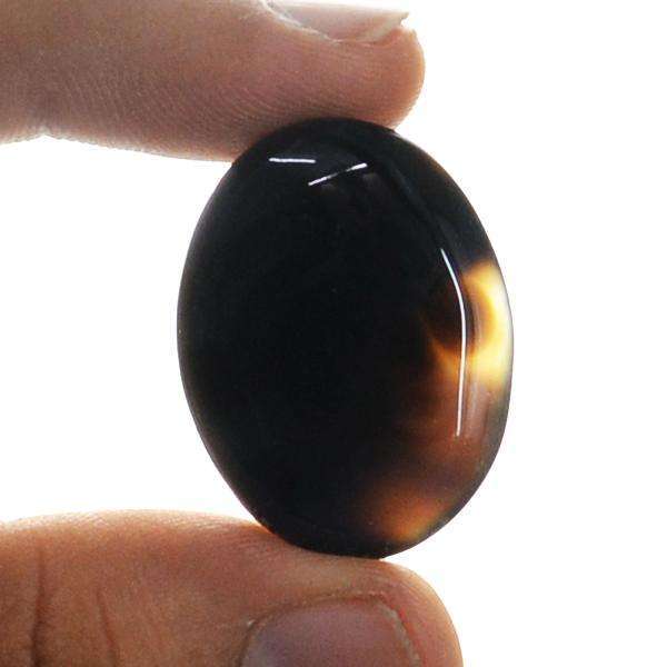 gemsmore:Amazing Natural Black Onyx Oval Shape Untreated Loose Gemstone
