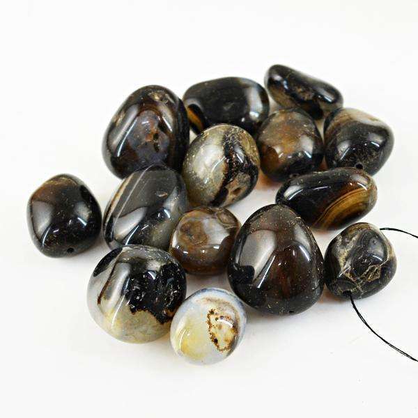 gemsmore:Amazing Natural Black Onyx Untreated Drilled Beads Lot