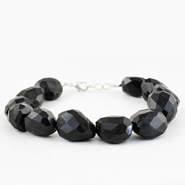 gemsmore:Amazing Natural Black Spinel Bracelet Faceted Beads