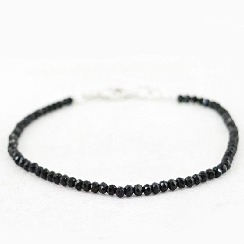 gemsmore:Amazing Natural Black Spinel Bracelet Round Faceted Beads