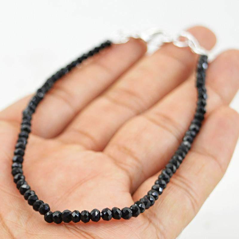 gemsmore:Amazing Natural Black Spinel Bracelet Round Faceted Beads