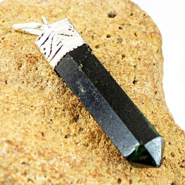 gemsmore:Amazing Natural Black Spinel Healing Point Pendant