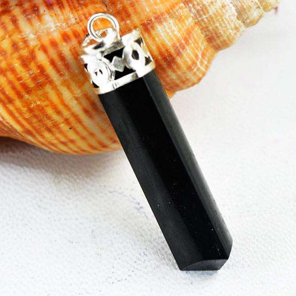 gemsmore:Amazing Natural Black Spinel Healing Point Pendant