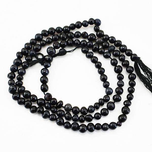 gemsmore:Amazing Natural Black Spinel Round Shape Drilled BeadsStrand