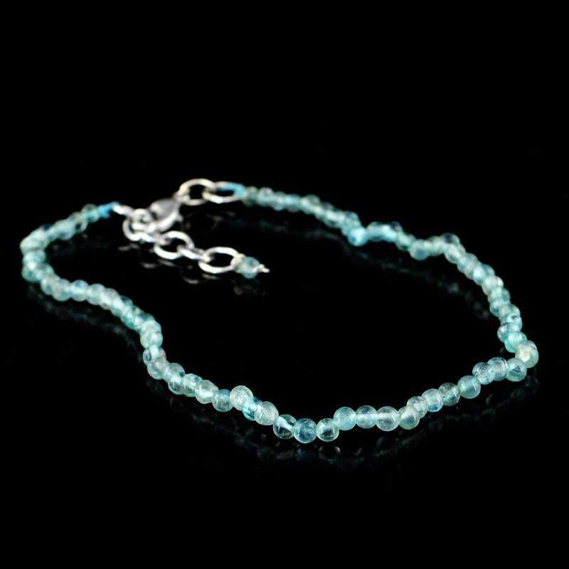gemsmore:Amazing Natural Blue Apatite Bracelet Unheated Round Beads