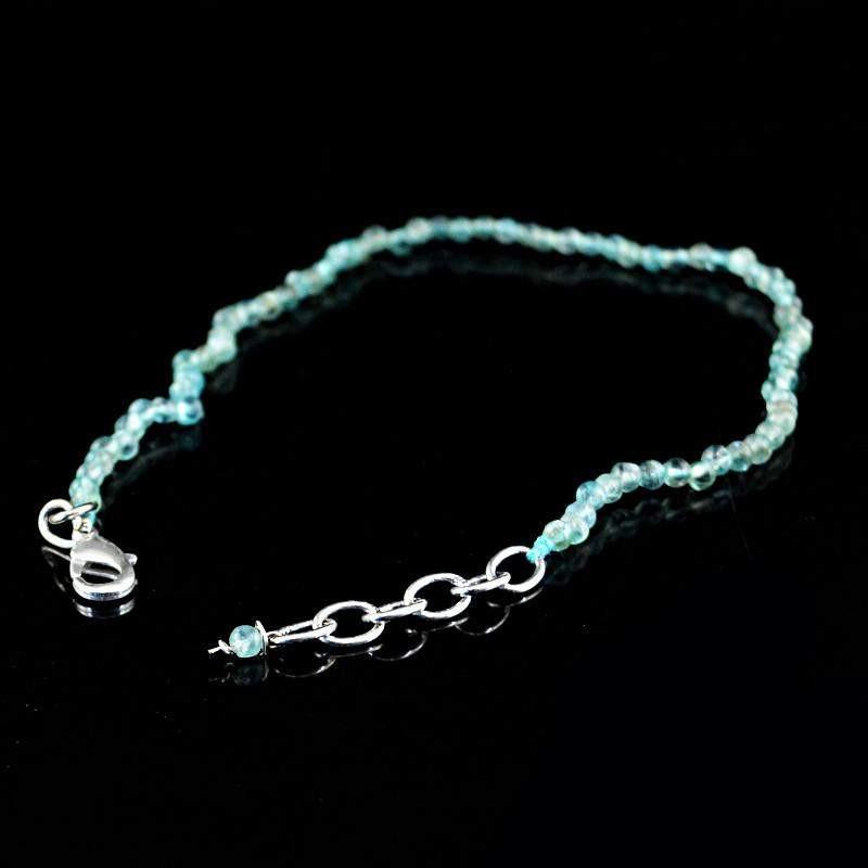 gemsmore:Amazing Natural Blue Apatite Bracelet Unheated Round Beads