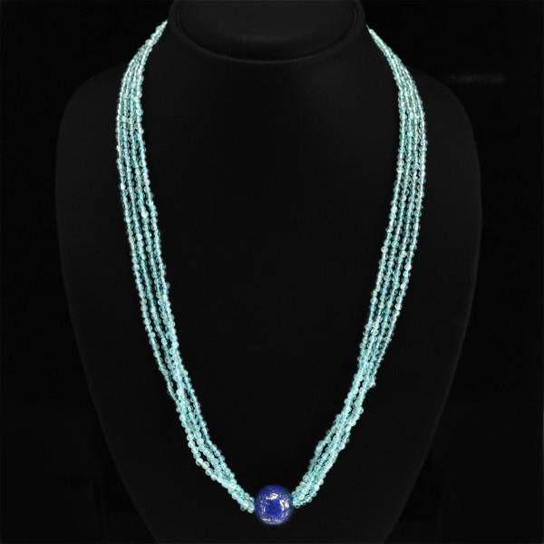 gemsmore:Amazing Natural Blue Apatite Necklace Unheated Round Beads