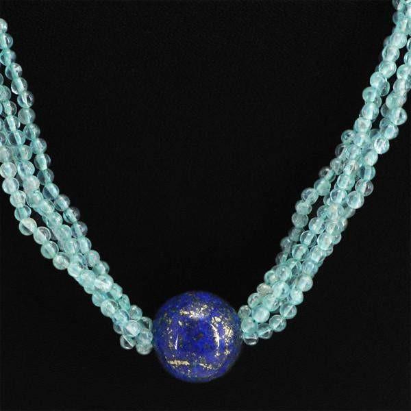 gemsmore:Amazing Natural Blue Apatite Necklace Unheated Round Beads