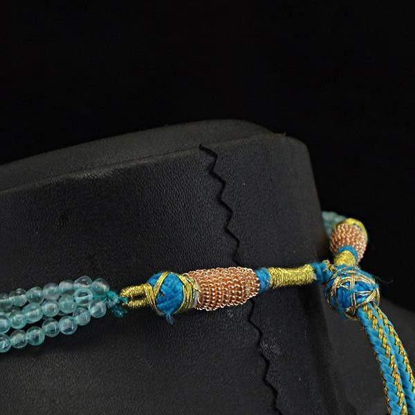 gemsmore:Amazing Natural Blue Apatite Necklace Unheated Round Beads