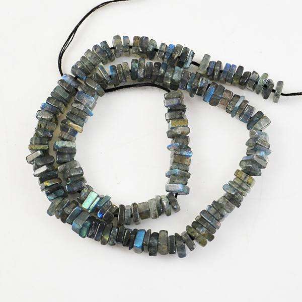 gemsmore:Amazing Natural Blue Flash Labradorite Drilled Beads Strand