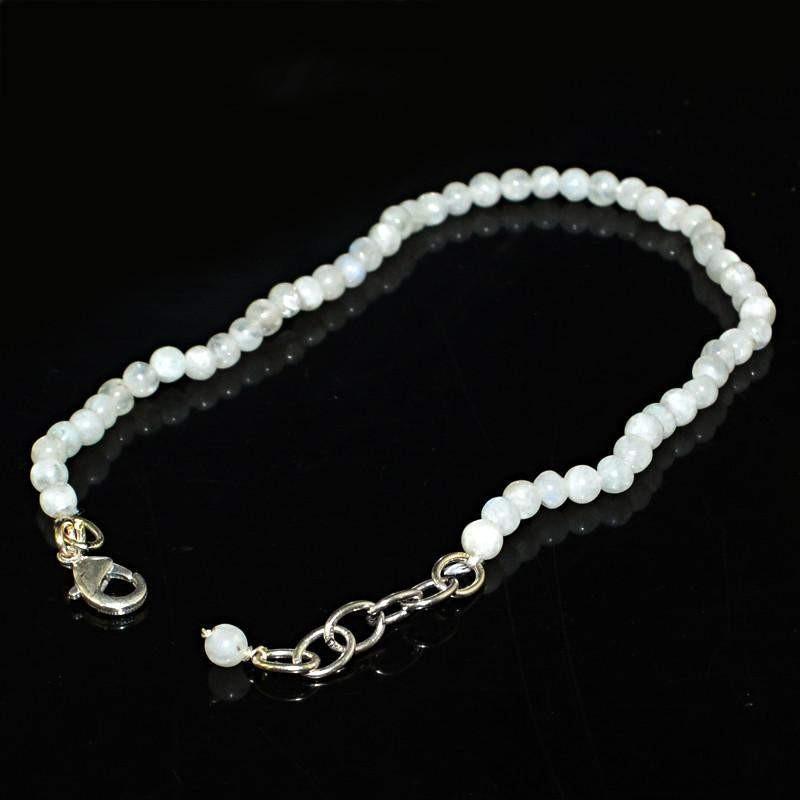 gemsmore:Amazing Natural Blue Flash Moonstone Bracelet Unheated Round Beads