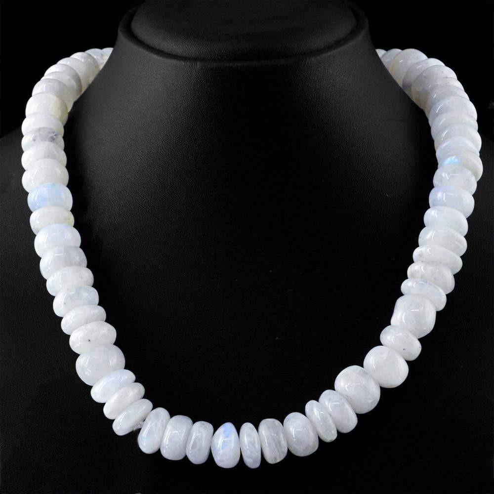 gemsmore:Amazing Natural Blue Flash Moonstone Necklace Round Shape Beads