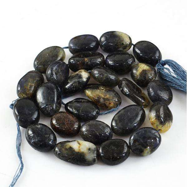 gemsmore:Amazing Natural Blue Iolite Drilled Beads Strand