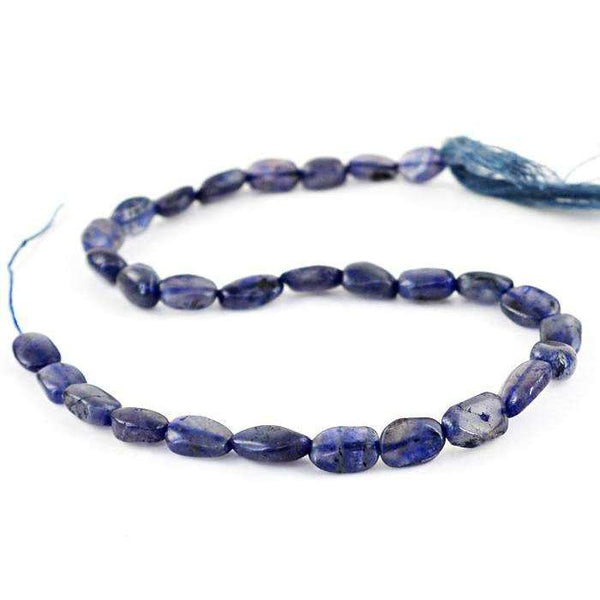 gemsmore:Amazing Natural Blue Iolite Drilled Beads Strand