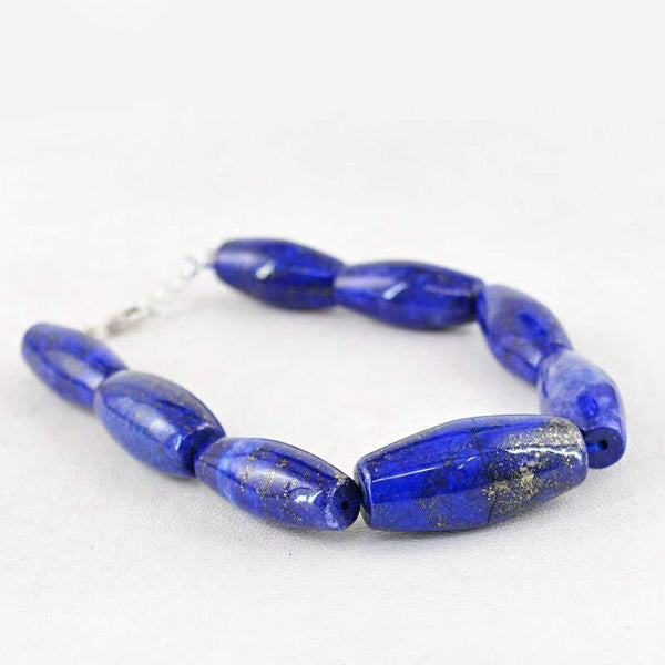 gemsmore:Amazing Natural Blue Lapis Lazuli Bracelet Unheated Beads