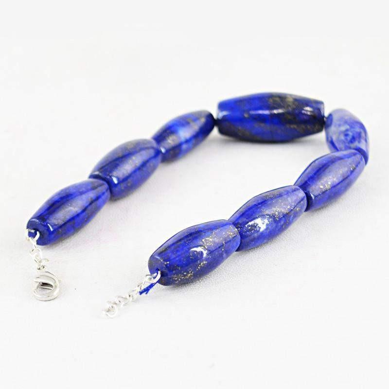 gemsmore:Amazing Natural Blue Lapis Lazuli Bracelet Unheated Beads