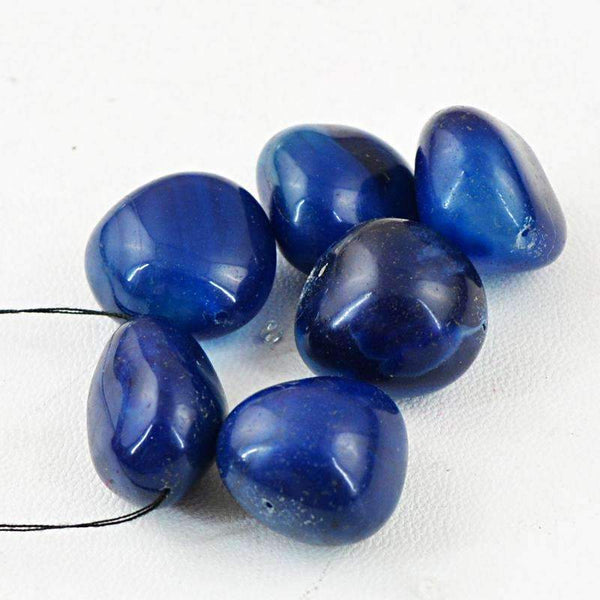 gemsmore:Amazing Natural Blue Onyx Beads Lot - Drilled