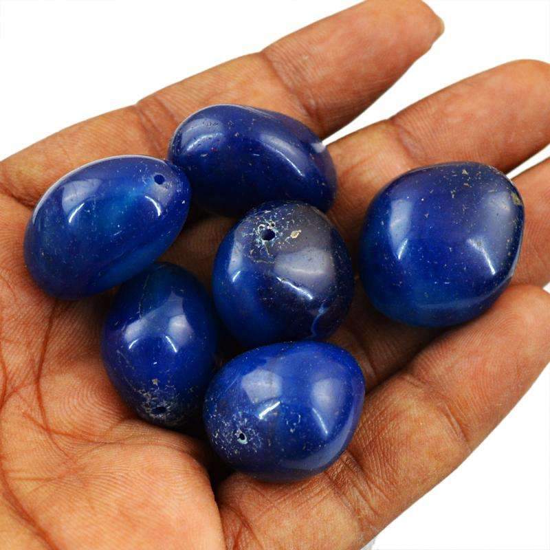 gemsmore:Amazing Natural Blue Onyx Beads Lot - Drilled