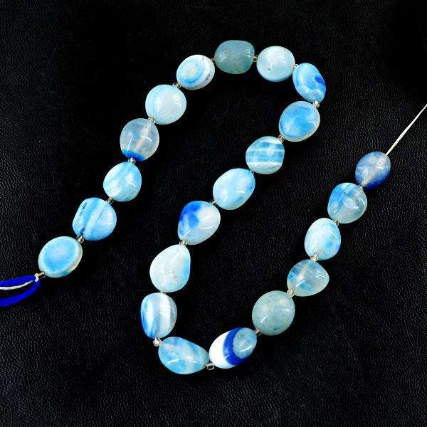 gemsmore:Amazing Natural Blue Onyx Drilled Beads Strand