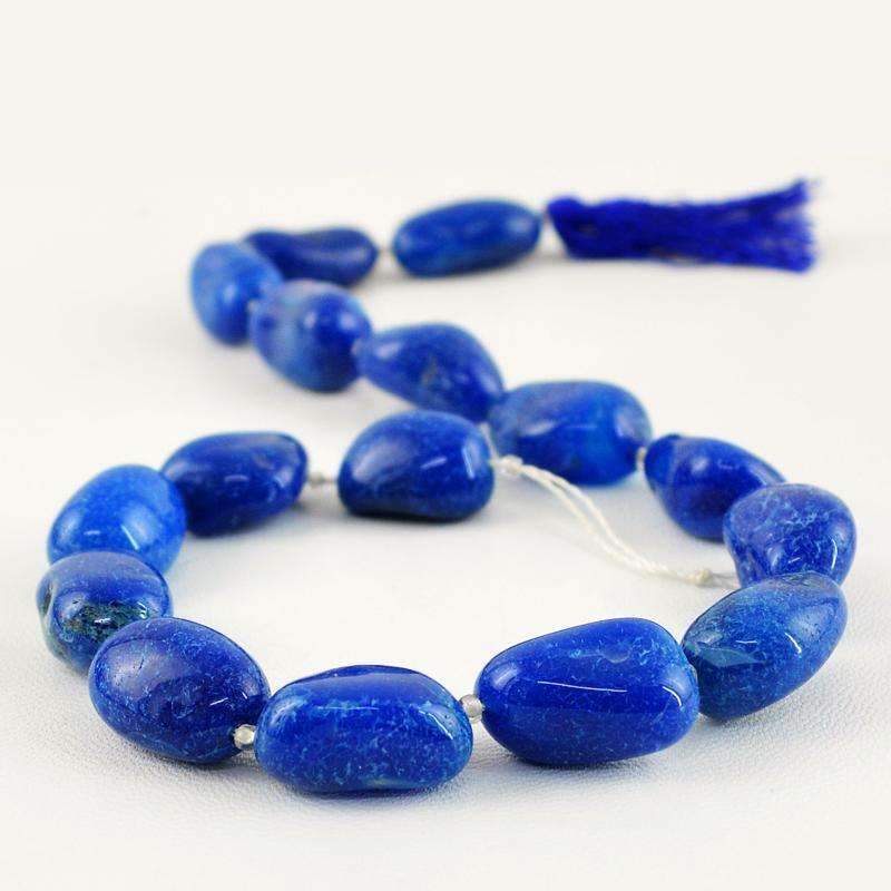 gemsmore:Amazing Natural Blue Onyx Drilled Beads Strand