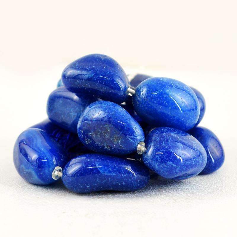 gemsmore:Amazing Natural Blue Onyx Drilled Beads Strand