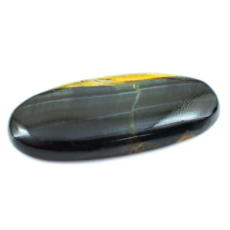 gemsmore:Amazing Natural Blue Power Tiger Eye Oval Shape Loose Gemstone