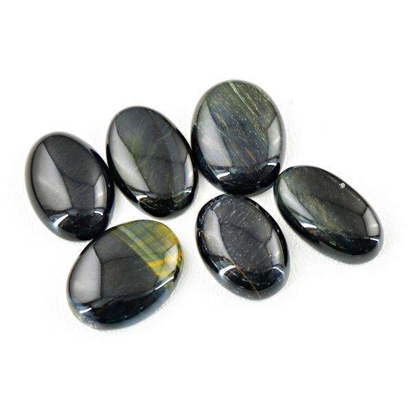 gemsmore:Amazing Natural Blue Power Tiger Eye Oval Shape Loose Gemstone Lot