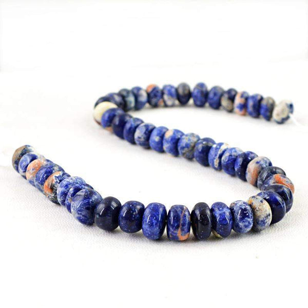 gemsmore:Amazing Natural Blue Sodalite Beads Strand Drilled Round Shape