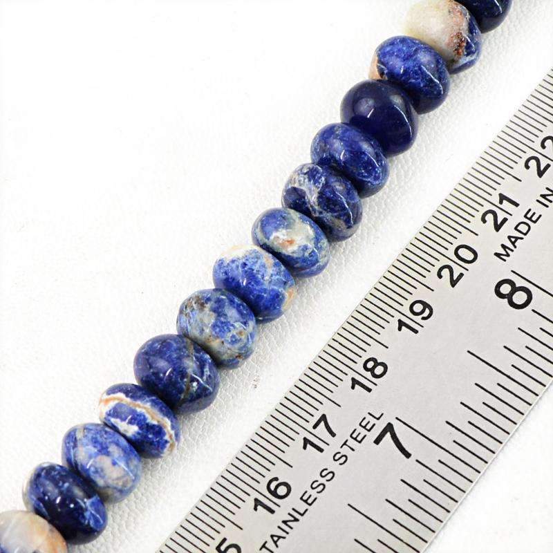 gemsmore:Amazing Natural Blue Sodalite Beads Strand Drilled Round Shape