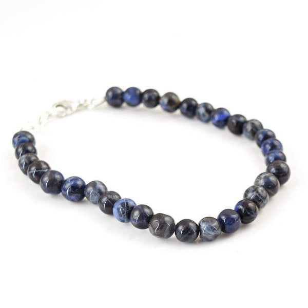 gemsmore:Amazing Natural Blue Sodalite Bracelet - Round Shape Beads