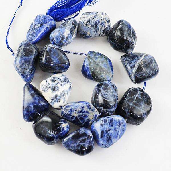 gemsmore:Amazing Natural Blue Sodalite Drilled Beads Strand