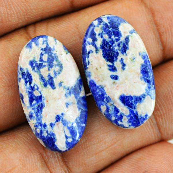 gemsmore:Amazing Natural Blue Sodalite Oval Shape Loose Gemstone Pair