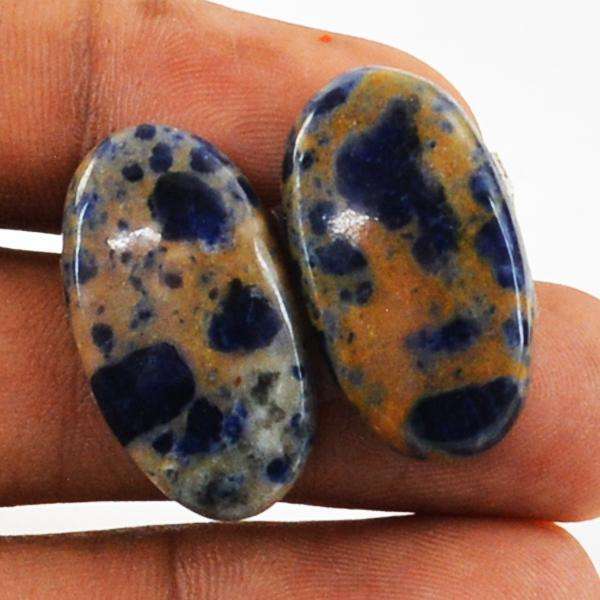 gemsmore:Amazing Natural Blue Sodalite Oval Shape Loose Gemstone Pair