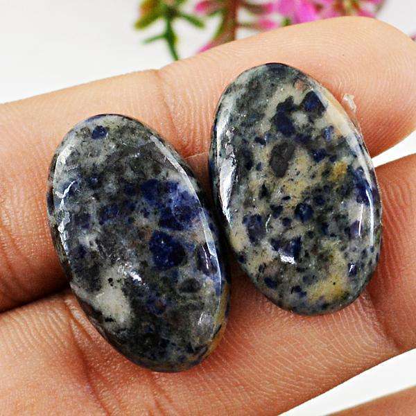 gemsmore:Amazing Natural Blue Sodalite Oval Shape Loose Gemstone Pair