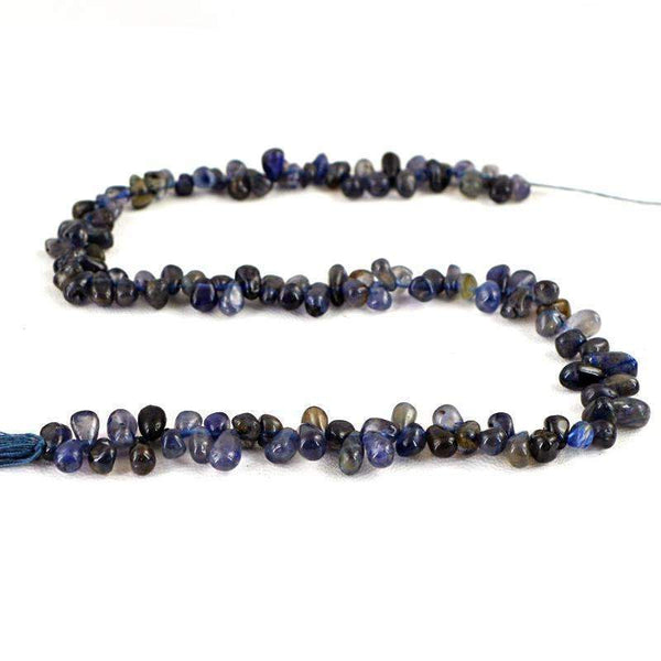 gemsmore:Amazing Natural Blue Tanzanite Beads Strand - Drilled