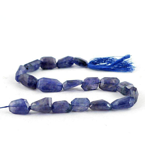 gemsmore:Amazing Natural Blue Tanzanite Beads Strand Faceted Drilled