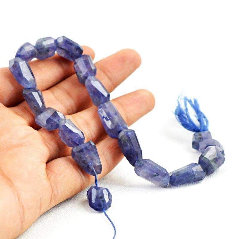 gemsmore:Amazing Natural Blue Tanzanite Beads Strand Faceted Drilled