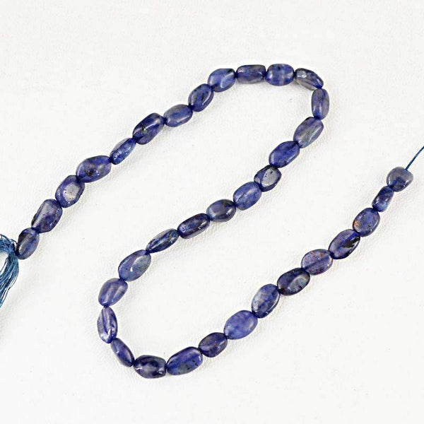 gemsmore:Amazing Natural Blue Tanzanite Drilled Beads Strand