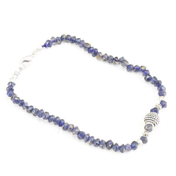 gemsmore:Amazing Natural Blue Tanzanite Necklace Round Shape Faceted Beads