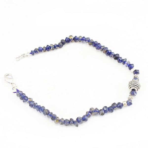 gemsmore:Amazing Natural Blue Tanzanite Necklace Round Shape Faceted Beads