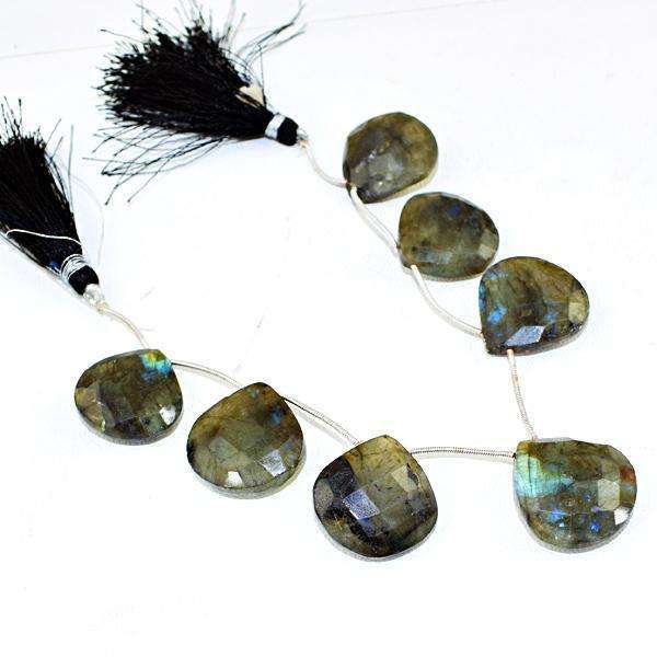 gemsmore:Amazing Natural Faceted Blue Flash Labradorite Drilled Beads Strand