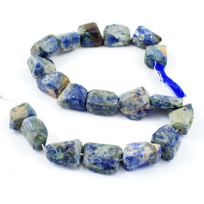 gemsmore:Amazing Natural Faceted Blue Sodalite Drilled Beads Strand